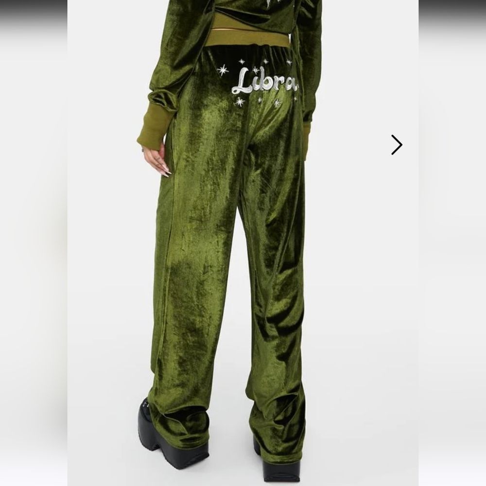 Libra Zodiac Dolls Kill Horoscope Heavenly Scales Velour Green Sweat Lounge Pant - Picture 3 of 8
